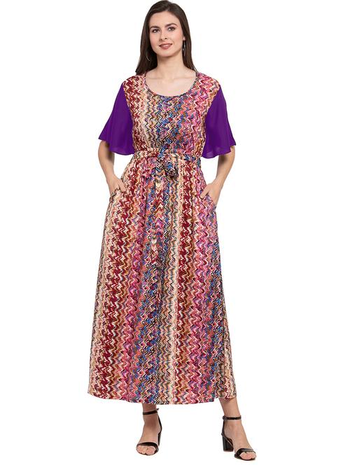 round neck printed nighty - 20034045 - Very Small Image - 1