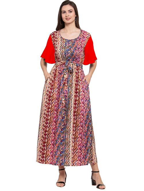 round neck printed nighty - 20034046 - Very Small Image - 1