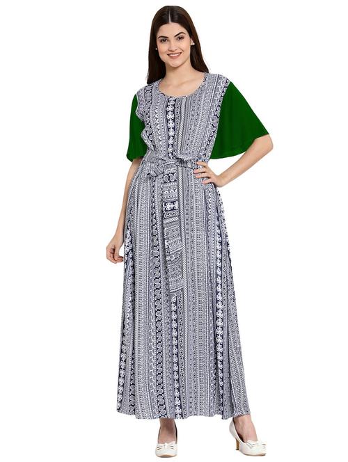 round neck printed nighty - 20034051 - Very Small Image - 1