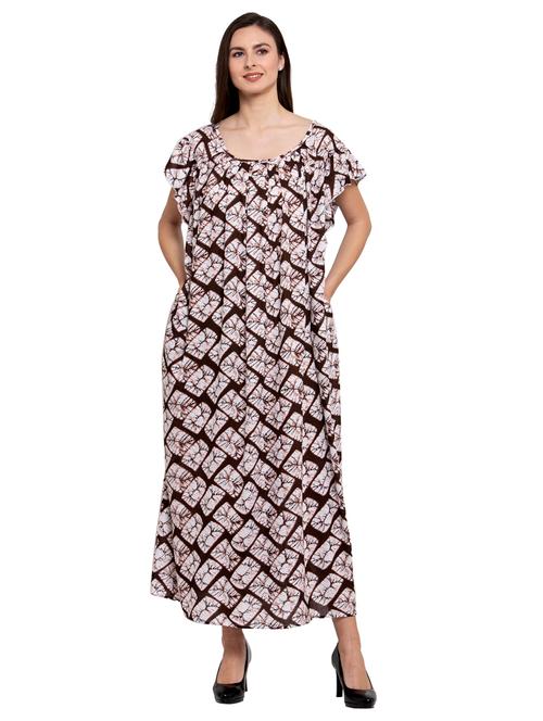 round neck printed nighty - 20034177 - Very Small Image - 1