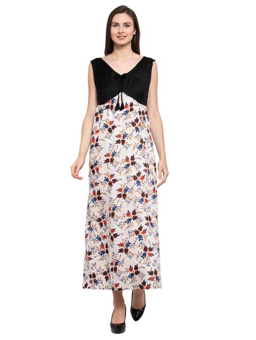 v-neck printed nighty - 20034275 - Very Small Image - 1