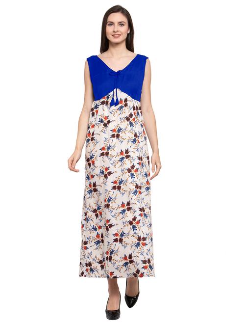 v-neck printed nighty - 20034279 - Very Small Image - 1