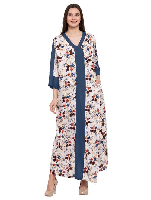 v-neck printed nighty - 20034289 - Very Small Image - 1