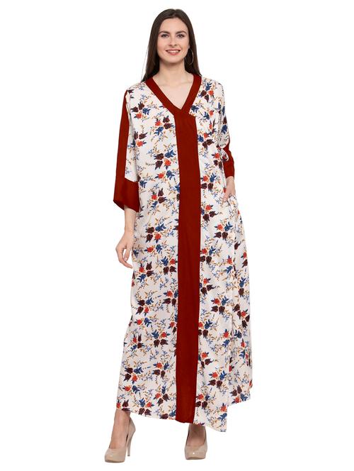 v-neck printed nighty - 20034290 - Very Small Image - 1