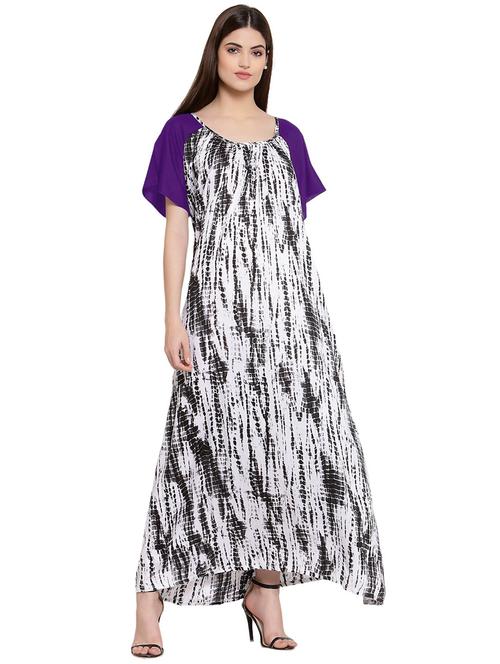scoop neck printed nighty - 20034304 - Very Small Image - 1