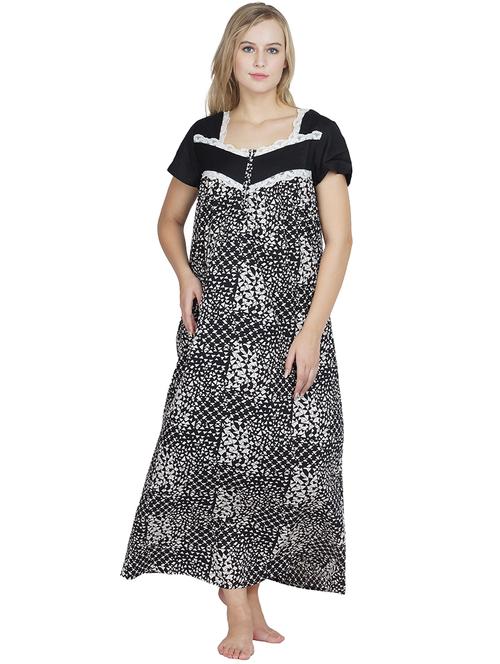 square neck printed nighty - 20034420 - Very Small Image - 1