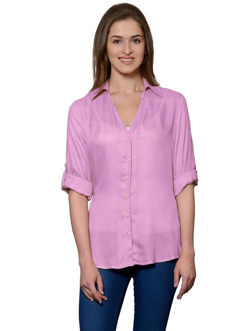 women solid cotton blend shirt - 20034444 - Very Small Image - 1