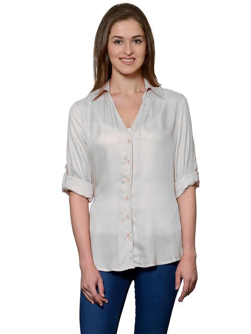 off white cotton blend shirt - 20034447 - Very Small Image - 1