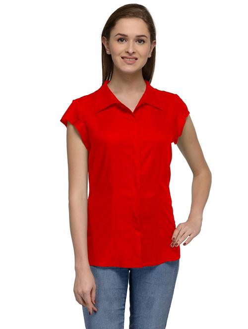 red cotton blend regular shirt - 20034457 - Very Small Image - 1