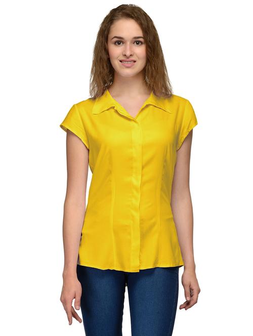 yellow cotton blend regular shirt - 20034464 - Very Small Image - 1