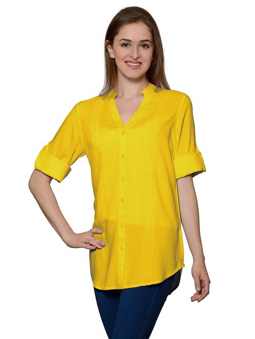 yellow cotton blend regular shirt - 20034487 - Very Small Image - 1