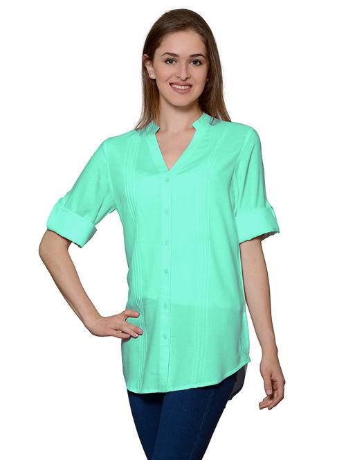 green cotton blend regular shirt - 20034491 - Very Small Image - 1