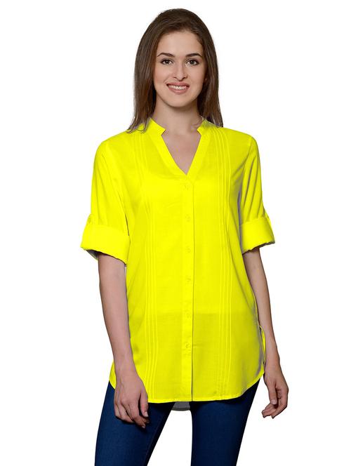 lime cotton blend regular shirt - 20034494 - Very Small Image - 1