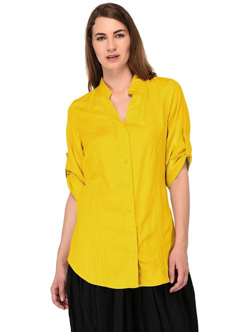 yellow cotton blend regular shirt - 20034497 - Very Small Image - 1