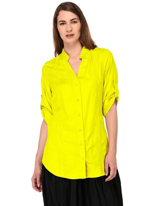 yellow cotton blend regular shirt - 20034504 - Very Small Image - 1