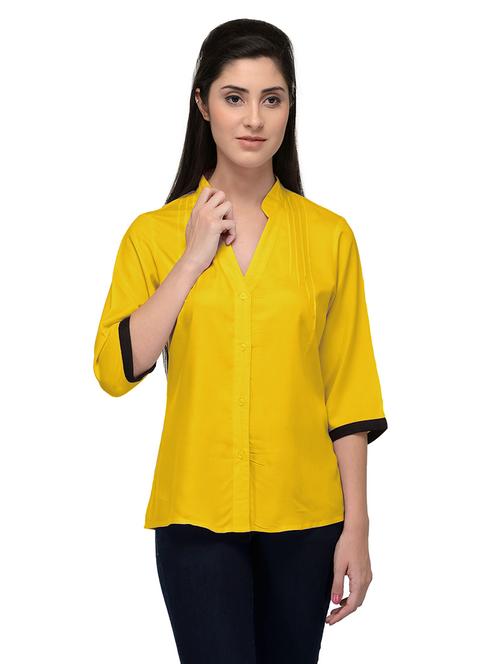 yellow cotton blend regular shirt - 20034529 - Very Small Image - 1