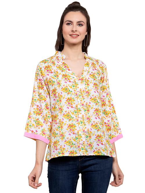 yellow cotton blend regular shirt - 20034547 - Very Small Image - 1