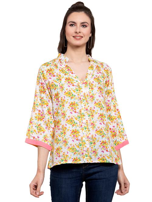 yellow cotton blend regular shirt - 20034549 - Very Small Image - 1