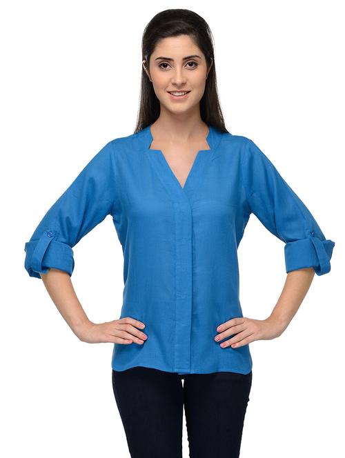 turquoise cotton blend regular shirt - 20034558 - Very Small Image - 1