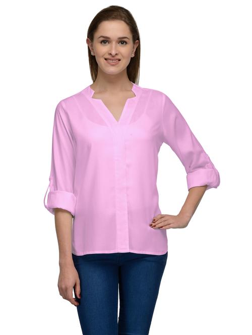 regular fit v-neck plain shirt - 20034564 - Very Small Image - 1
