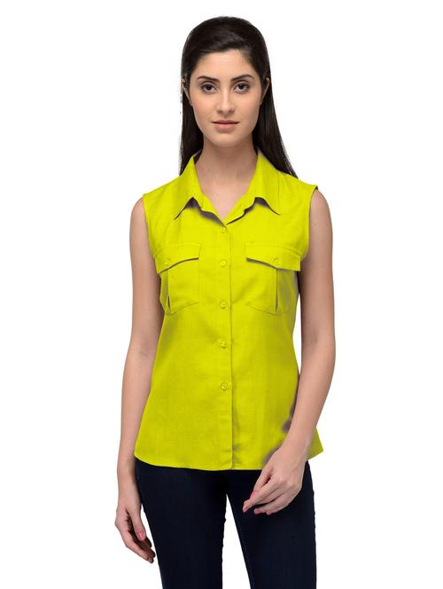 regular fit sleeveless plain shirt - 20034587 - Very Small Image - 1