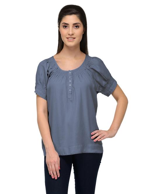 women's straight round neck top - 20034784 - Very Small Image - 1