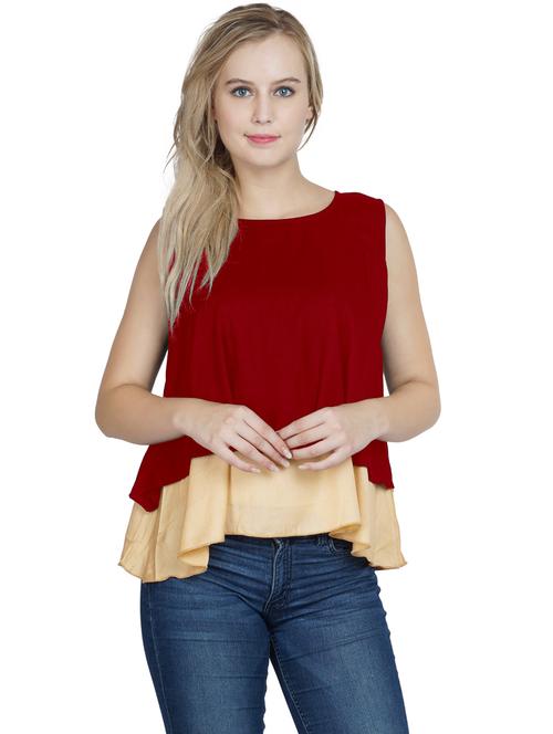 women's high-low boat neck top - 20034917 - Very Small Image - 1