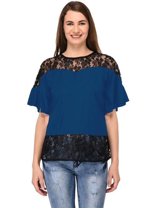 women's straight round neck top - 20035008 - Very Small Image - 1