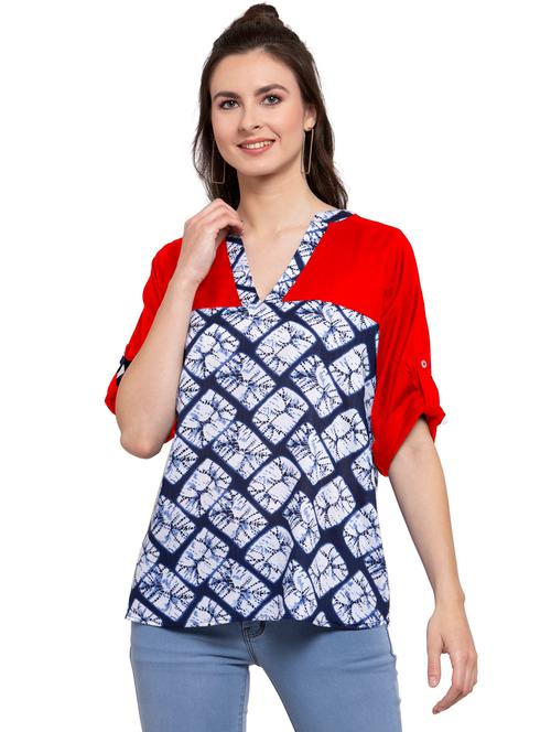 women's straight notch neck top - 20035108 - Very Small Image - 1