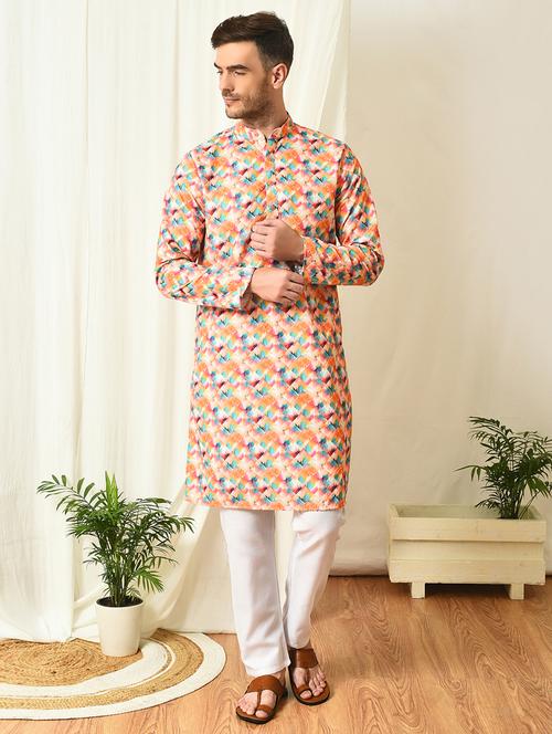 geometric print kurta pyjama set - 20035291 - Very Small Image - 1