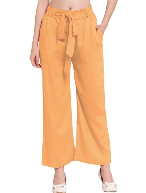 solid waist knot flared palazzo - 20035995 - Very Small Image - 1