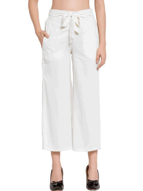 solid waist knot flared palazzo - 20036250 - Very Small Image - 1