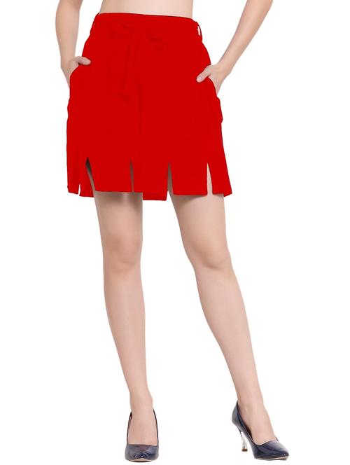 red solids a-line skirt - 20036735 - Very Small Image - 1
