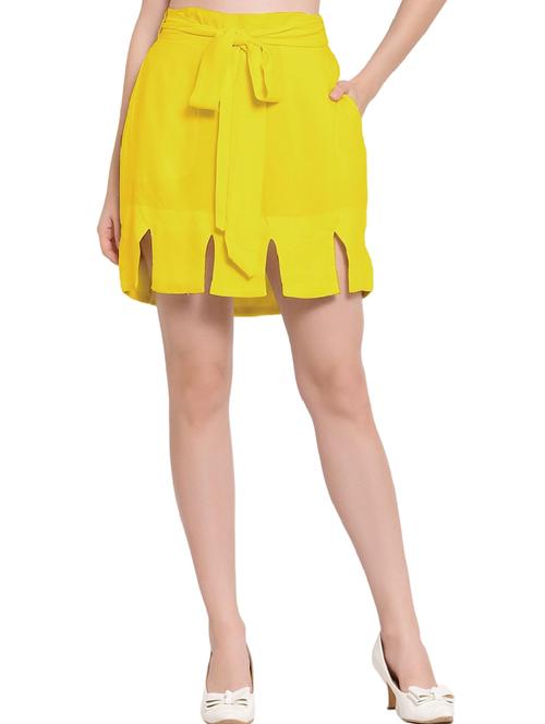 yellow solids a-line skirt - 20036741 - Very Small Image - 1