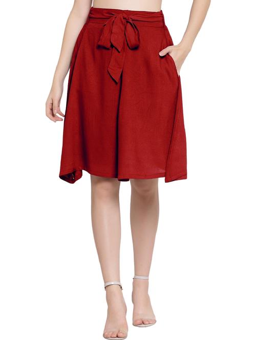 maroon solids a-line skirt - 20036788 - Very Small Image - 1