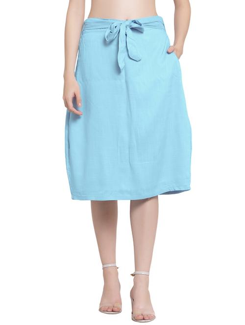 light blue solids a-line skirt - 20036891 - Very Small Image - 1