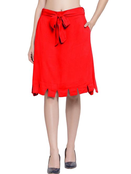 red solids a-line skirt - 20036930 - Very Small Image - 1