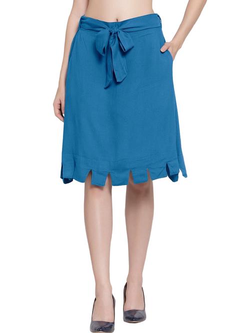 blue solids a-line skirt - 20036933 - Very Small Image - 1