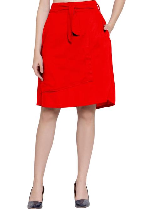 red solids a-line skirt - 20036942 - Very Small Image - 1