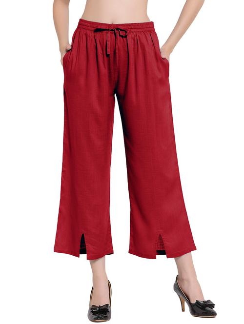 solid regular fit tie capri trouser pant - 20036962 - Very Small Image - 1
