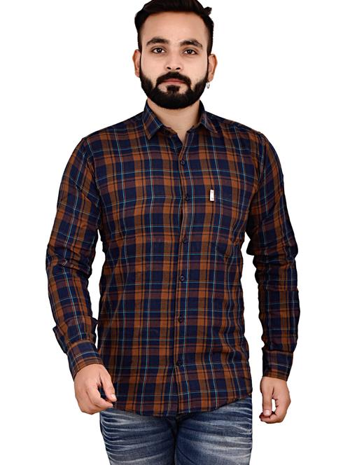 mens checks casual shirt - 20038180 - Very Small Image - 1
