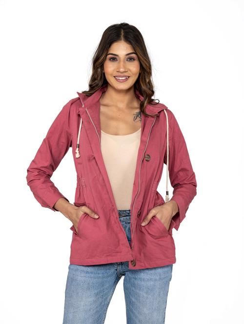 hooded neck solid regular jacket - 20038366 - Very Small Image - 1