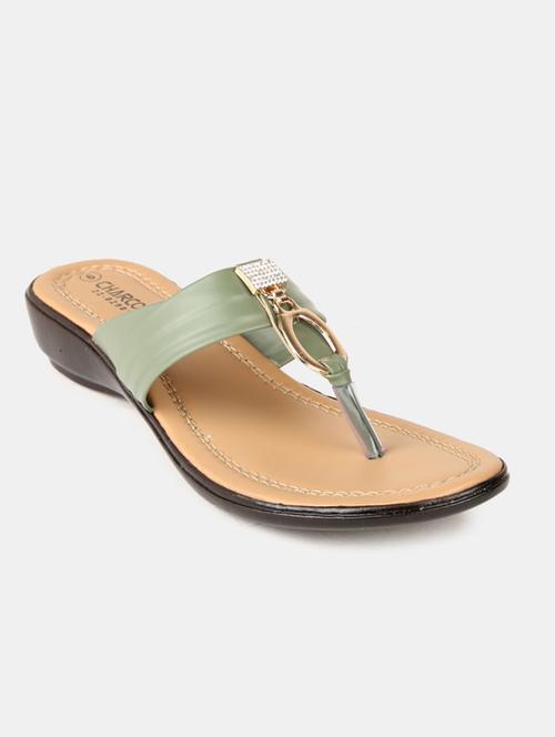green synthetic slip on sandals - 20038483 - Very Small Image - 1