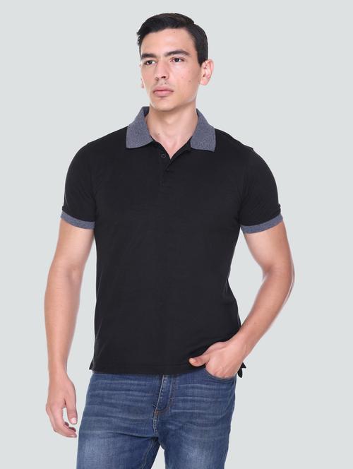 men black solid polo t-shirt - 20038704 - Very Small Image - 1