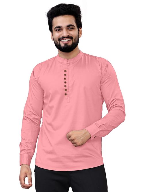 mandarin neck solid short kurta - 20038934 - Very Small Image - 1