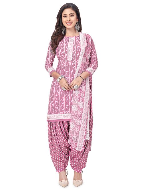 printed unstitched patiyala suit set - 20039206 - Very Small Image - 1