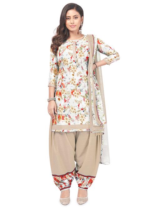 printed unstitched patiyala suit set - 20039209 - Very Small Image - 1