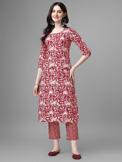 round neck printed straight kurta - 20039722 - Very Small Image - 1