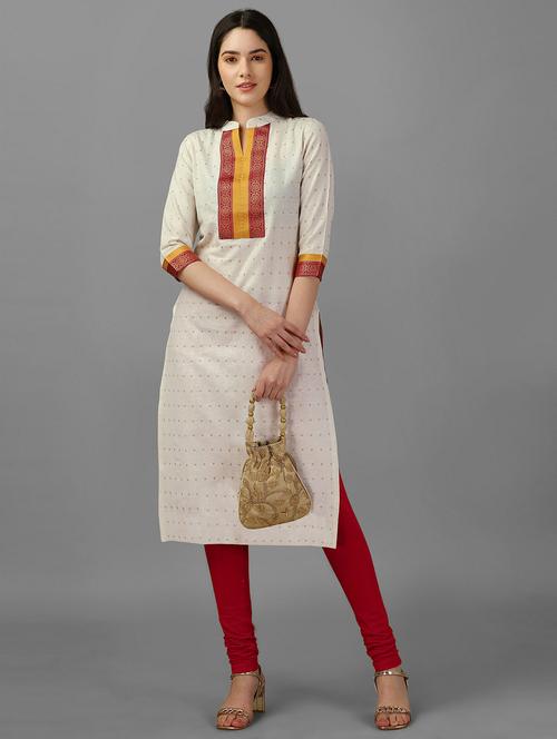 mandarin neck self design straight kurta - 20039770 - Very Small Image - 1