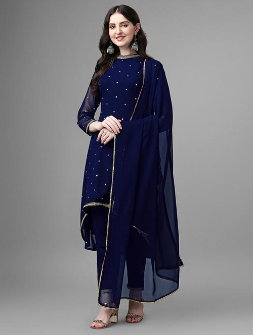 embroidered kurta pant set with dupatta - 20039772 - Very Small Image - 1
